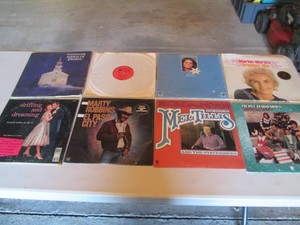Collection of records with artist name starting M Mantovani, Marching Bands Marie Osmond, Marion Worth, Mark Andrews, Marty Robbins, Mel Tillis, Merle Haggard