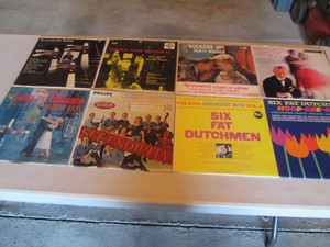 Collection of records with artist name starting R and S Rubin Mitchell, Rudy Risavy, Rusty Warren, Sammy Kaye, Serendipity, Six Fat Dutchmen