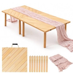 $166 Wood Folding Picnic Table 60x30, Portable Indoor Outdoor Table, Seats 6-8