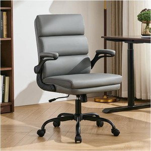 $120 amseatec Small Desk Chair, Comfy Office Chair, Flip-Up Arms for Home  3-zone mid backrest and dual-layer cushion add comfort PU upholstery, 90  upright lock, 115  tilt, rocking mode 300lbs