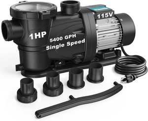 $189 1HP InAbove Ground Pool Pump, 5860GPH Single Speed High Flow 115V Powerful Self Primming Swimming Pool Pumps with Filter