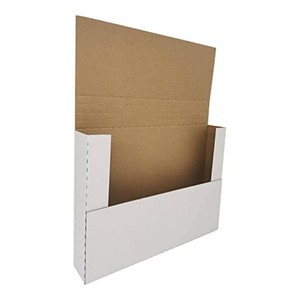 50 Pack 12-18 x 9-18 x 2 Corrugated Easy-Fold Mailer, Height Adjustable, White (EM1292)