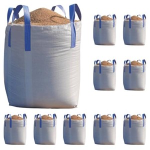 10 Pack FIBC Bulk Bags 2200 lbs Capacity, 35x35x43 inch Ton Bags, Open Top Flat Bottom, 4 Loop Lifting, UV Resistant Woven Polypropylene, Double Warp Fabric for Sand, Gravel, Construction & Farm Use