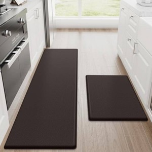 StepRite Kitchen Mats for Floor, 2-Piece Anti-Fatigue Rugs, Chocolate  17.3 x 30  17.3 x 59, 0.47-inch cushioning, water-resistant, easy to clean, non-slip bottom, kitchen floor,standing desk