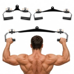 Lat Pulldown Bar Set, 3-Bar Cable Machine Attachment with Rotating Handles  16 Numbered Angle Settings for Repeatable Training. 30 mm (1.18 in) Knurled Grips and 660 lb (300 kg) Rated Capacity.