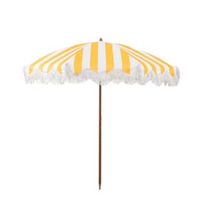 Rayjee 6.5FT Outdoor Patio Umbrella with Fringe, Boho Beach Umbrella  UV Protection  Tilt & Adjustable Height  Portable 2-Piece Brown Steel Pole  Perfect for Pool, Garden, Party & Beach