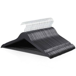 Amazon Basics Wood Suit Clothes Hangers for Closet Organizer, Black, 30-Pack