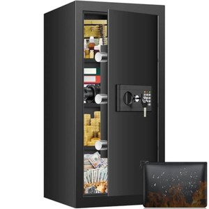 $190 Large Safe, 7.0 Cuft Safe Box With Fireproof Waterproof Letter Bag, Anti-theft Home Safes with Digital Keypad, Spare Key, 3 Removable Shelves, Alert System, Document Safes for Home Business Valuables