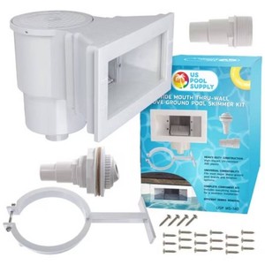U.S. Pool Supply Wide Mouth Thru-Wall Above Ground Pool Skimmer Kit - ABS Construction, Universal Set, Return Fitting, Vacuum Plate, Leaf Basket - Replacement Compatible with SP1091WM Skimmer