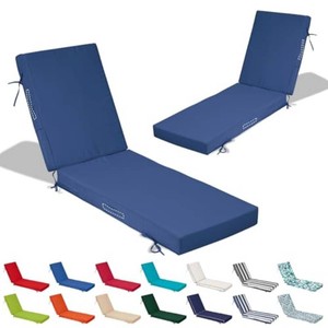 $116 72x21x4in Lounge Cushions for Outdoor Furniture,Outdoor Lounge Chair Cushions Set of 2, Pool Chaise Cushions for Patio Lawn, Patio Lounger Pads with Removable Cover, Light Blue 26xf