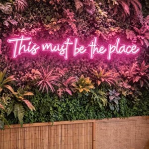 Large This Must Be The Place Neon Sign Pink, 68x10 LED Light Up Sign with 12V Adapter Dimmable for Wall Decor Hair nail salon Bedroom Bar Cafe Wedding Anniversary friend Gift