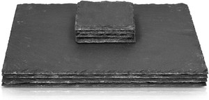 Navaris Slate Placemat Set - Set of 8 Natural Slate Place Mats - 4X Square Drink Coasters and 4X Table Mat Platters (missing coasters)