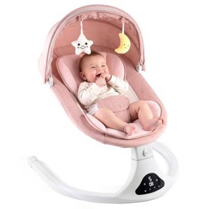 Electric Baby Swing with Remote Control,5 Speeds&Portable&Cozy(0-12M,Pink)  Safety lock&secure harness,12 melodies&Bluetooth,81530min timer,lightweight indooroutdoor,soft washable seat,easy assembly