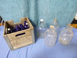 Vintage Bottles and Crate