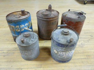 5 Vintage Gas Cans