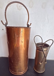 Vintage Copper Umbrella Stand and Brass Umbrella Stand
