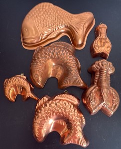 Six Copper and Copper Toned Molds