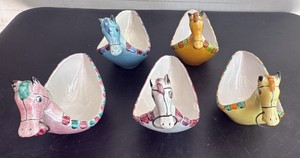 Set of Five Vintage Italian Horse Head TrinketCandy Bowls