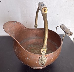 Vintage Coal Scuttle With Delft Handles