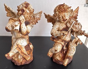 Pair of Vintage Cast Iron Cherubs
