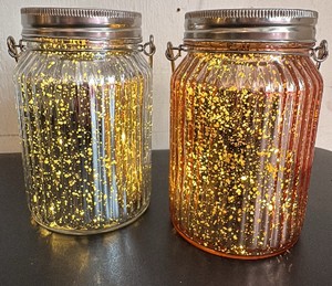 Set of Two Mercury Speckled Jars