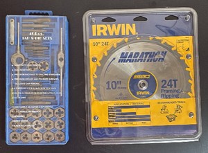 40 Piece Tap and Die Set and New Irwin Tools 10 Saw Blade