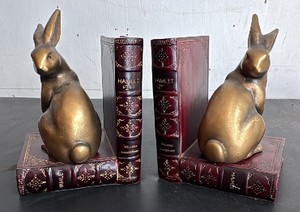 Nob Hill Bronze Bunny Bookends