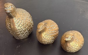 Vintage Solid Brass Quail Set