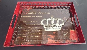 Decorative Red Metal Serving Tray