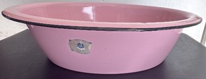 Vintage Pink Enamel Wash Basin