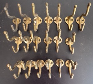 Vintage Brass Coat and Hat Hooks
