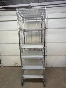 MSRP $2,000 Waterloo Cari-All Heavy-Duty Mobile Wire Shelving Cart, 6 Shelves&nbspw3-Sided Retaining Panels, Power Strip, Locking Brake, NSF Certified, Ideal For Warehouse, Commercial Storage &amp Inventory Transport, Approx 6x2x2 Great Condition