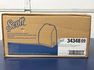 MSRP $200 NEW Scott Pro 34348 Electronic Hard Roll Paper Towel Dispenser, Automatic Touchless Operation, 8 Blue Core Roll  Stub Roll Capacity, BatteryAC Powered, 99.99% Jam-Free, Commercial Restroom, Healthcare &amp Business Use