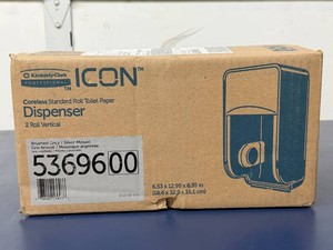 MSRP $60 NEW Kimberly-Clark Professional ICON 53696 Premium 2-Roll Vertical Coreless Toilet Paper Dispenser, Silver Mosaic Designer Faceplate, High-Capacity Space-Saving Commercial Restroom System, KeyedPush-Button Access, ADA Compliant