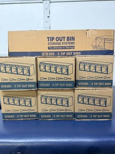 MSRP $400 NEW 7 Quantum Storage Systems QTB305 5-Bin Clear Tip-Out Organizers, 35 Removable Bins Total, Stackable &amp Wall-Mountable Modular Storage, Hardware, Fasteners, Parts, Tools, Electronics, Garage, Workshop &amp Warehouse, 24x6x5