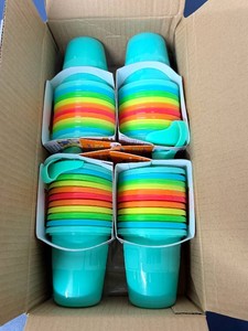MSRP $50 NEW Lot Of 24 The First Years Take &amp Toss 7 Oz Spill-Proof Sippy Cups With Snap-On Lids, 4 Packs Of 6, Colorful Reusable BPA-Free Dishwasher-Safe Toddler Cups, Great For Daycare, Preschool, Parties, Travel &amp Home