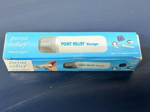 MSRP $50 NEW Point Relief Handheld Vibrating Massager With 4 Interchangeable Massage Applicators, Compact Portable Design For Physical Therapy, Chiropractic, Massage Therapy, Rehab, Targeted Muscle Massage, Relaxation &amp Home Use