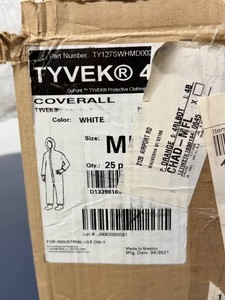 MSRP $275 NEW 20 DuPont Tyvek 400 TY127S Hooded Protective Coveralls, Size M, White Industrial PPE Bunny Suits, Respirator-Fit Hood, Storm Trap, Elastic Wrists &amp Ankles, for Painting, Construction, Remediation, Insulation, Cleanup &amp Maintenance