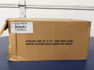 MSRP $170 New Case of 1,000 Fox Converting White Autoclave CSR Sterilization Cassette Wrap, 15 x 15, For Steam, Chemical Vapor &amp ETO Sterilization, Dental, Medical, Surgical &amp Instrument Processing - Box Has Damaged Corner