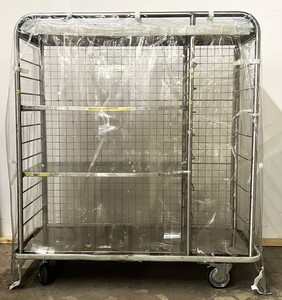 MSRP $2,000 Heavy-Duty Commercial Stainless Steel Enclosed Transport &amp Supply Cart, Huge 65x56x22.5, Clear Protective Cover WFront Access Flaps, 3 Solid Shelves, Wire Cage, Heavy-Duty Casters W2 Locking, Hospital, Medical &amp Warehouse Use