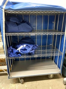 MSRP $1,500 Heavy-Duty Commercial Enclosed Linen &amp Supply Transport Cart, 60x47x24, Full Protective Cover, 3 Wire Shelves  Solid Bottom Deck, Hospital, Laundry, Hotel &amp Healthcare Use, Excellent Condition Contents NOT included