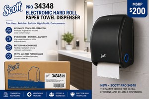 MSRP $200 NEW Scott Pro 34348 Electronic Hard Roll Paper Towel Dispenser, Automatic Touchless Operation, 8 Blue Core Roll  Stub Roll Capacity, BatteryAC Powered, 99.99% Jam-Free, Commercial Restroom, Healthcare &amp Business Use