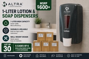 MSRP $600 NEW Lot of 30 Altra Remix Ultra 1-Liter Commercial Lotion &amp Soap Dispensers by Buckeye International, 5 Cases of 6, Wall-Mount Bulk Dispensers, High-Capacity Restroom, Healthcare, Office, School &amp Facility Use