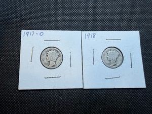1917 D and 1918 Silver Mercury Dimes