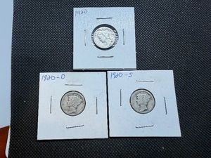 1920, 1920 D and 1920 S Silver Mercury Dimes