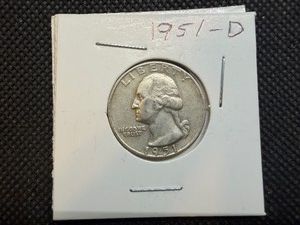 1951 D Silver Washington Quarter