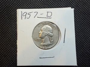 1957 D Silver Washington Quarter