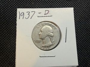 1937 D Silver Washington Quarter