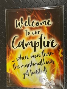 New - ROLLED EDGE TIN SIGN Campfire