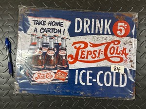 Rolled Edge Tin Sign - PEPSI ICE COLD